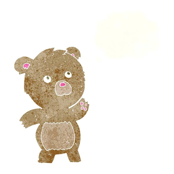Urso Pelúcia Curioso Dos Desenhos Animados Com Bolha Pensamento —  Vetores de Stock