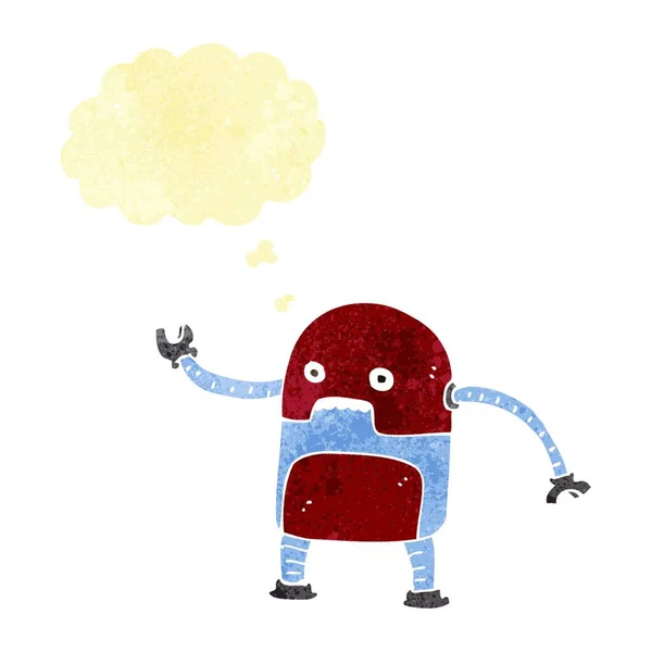 Divertido Robot Dibujos Animados Con Burbuja Pensamiento — Vector de stock
