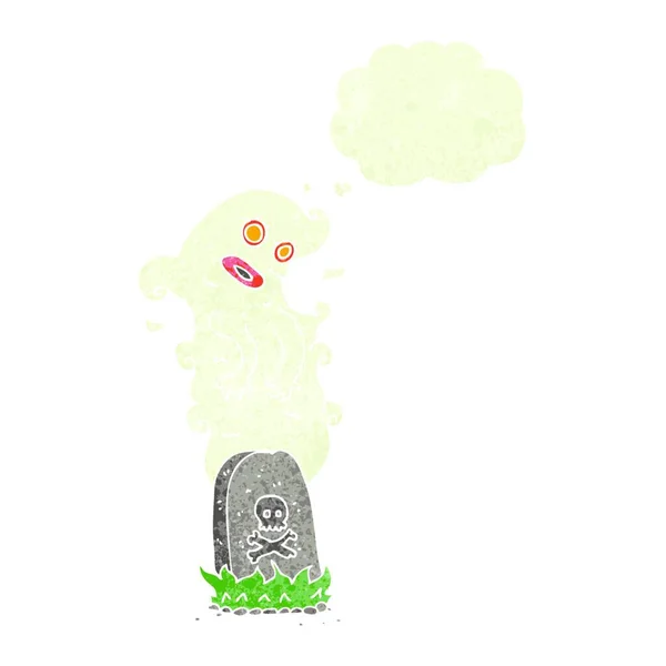 思考の泡で墓から立ち上がる漫画の幽霊 — ストックベクタ