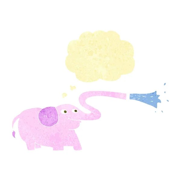 Kartun Gajah Air Menyemprotkan Dengan Pikiran Gelembung - Stok Vektor