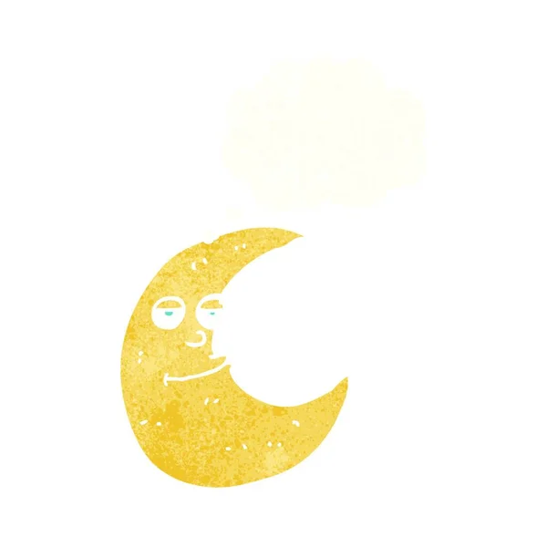 Feliz Luna Dibujos Animados Con Burbuja Pensamiento — Vector de stock