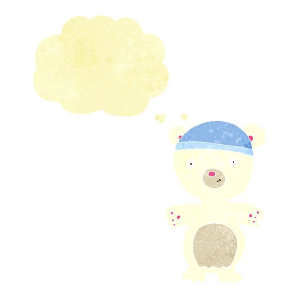 Dibujos Animados Lindo Oso Polar Con Burbuja Pensamiento — Vector de stock