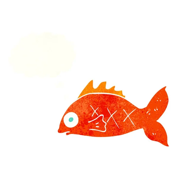Kreslené Ryby Myšlenkovou Bublinou — Stockový vektor