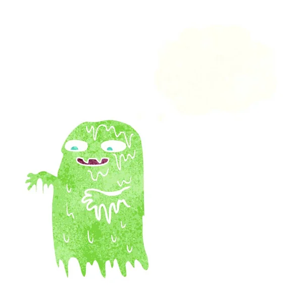 Tecknad Äcklig Slem Spöke Med Tanke Bubbla — Stock vektor
