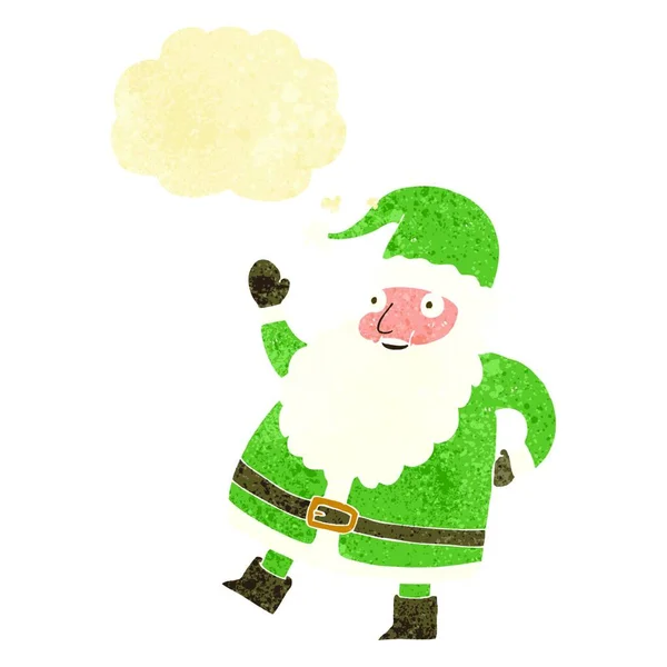 Drôle Agitant Santa Claus Dessin Animé Avec Bulle Pensée — Image vectorielle
