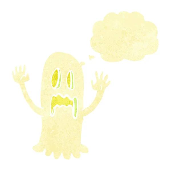 Fantasma Assustador Dos Desenhos Animados Com Bolha Pensamento — Vetor de Stock