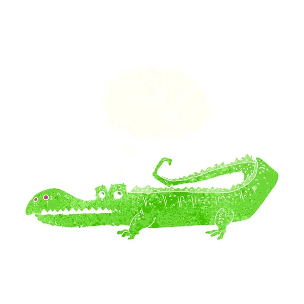 Tecknad Krokodil Med Tanke Bubbla — Stock vektor