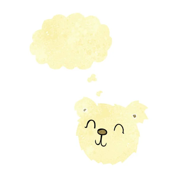Dibujos Animados Cara Oso Polar Feliz Con Burbuja Pensamiento — Vector de stock