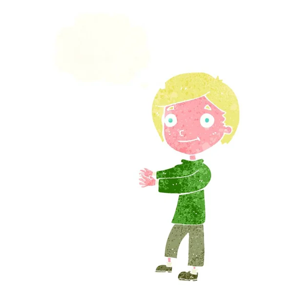 Καρτούν Χαρούμενο Αγόρι Φούσκα Σκέψης — Διανυσματικό Αρχείο