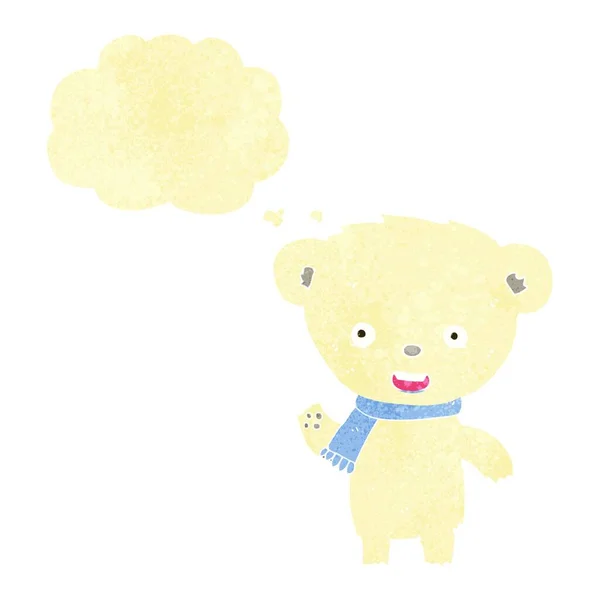 Kartun Lucu Beruang Kutub Dengan Pikiran Gelembung - Stok Vektor