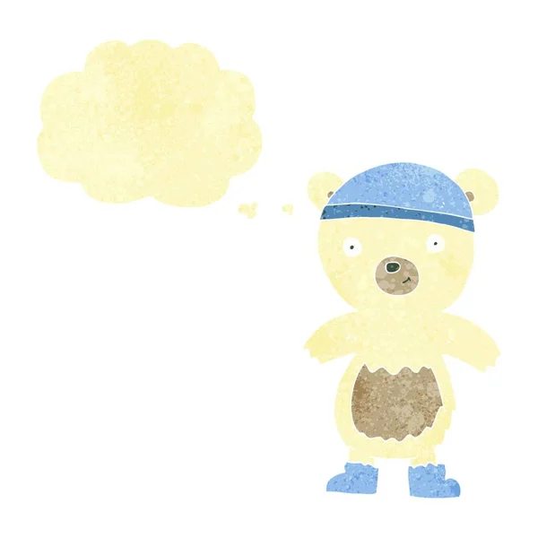 Kartun Lucu Beruang Kutub Dengan Pikiran Gelembung - Stok Vektor