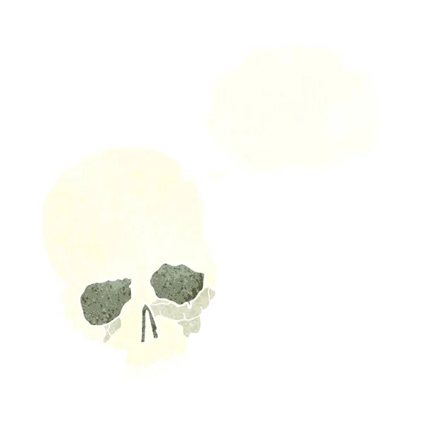 Dessin Animé Vieux Crâne Effrayant Avec Bulle Pensée — Image vectorielle