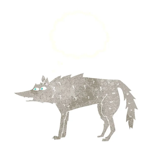 Loup Dessin Animé Avec Bulle Pensée — Image vectorielle