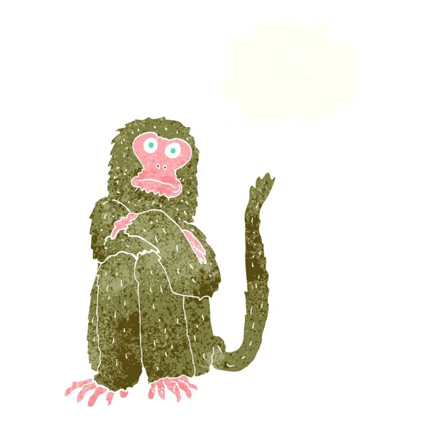 Macaco Dos Desenhos Animados Com Bolha Pensamento — Vetor de Stock