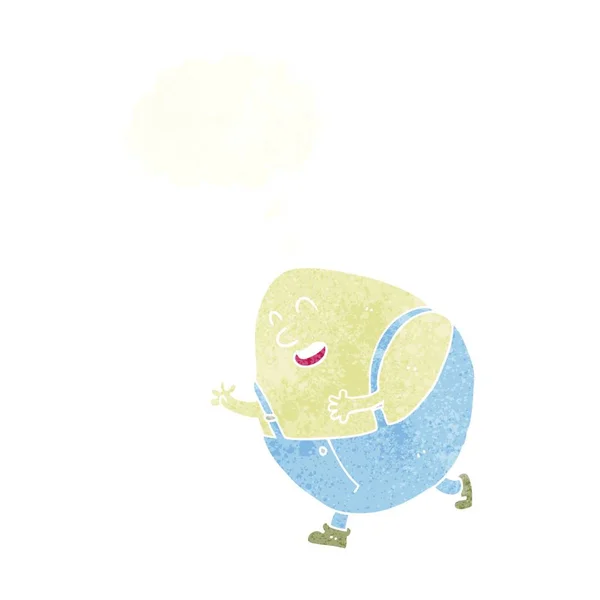 Cartoon Humpty Dumpty Egg Character Thought Bubble — Stock Vector
