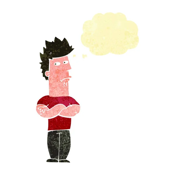Hombre Dibujos Animados Enfurruñado Con Burbuja Pensamiento — Archivo Imágenes Vectoriales