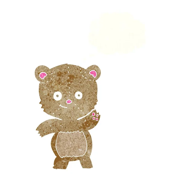 Urso Pelúcia Acenando Desenhos Animados Com Bolha Pensamento — Vetor de Stock