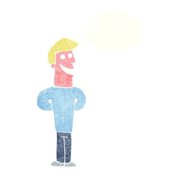 Γελοιογραφία Χαμογελώντας Άνθρωπος Φούσκα Σκέψης — Διανυσματικό Αρχείο