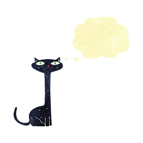 Fumetto Gatto Nero Con Bolla Pensiero — Vettoriale Stock