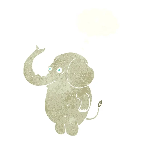 Dessin Animé Éléphant Drôle Avec Bulle Pensée — Image vectorielle