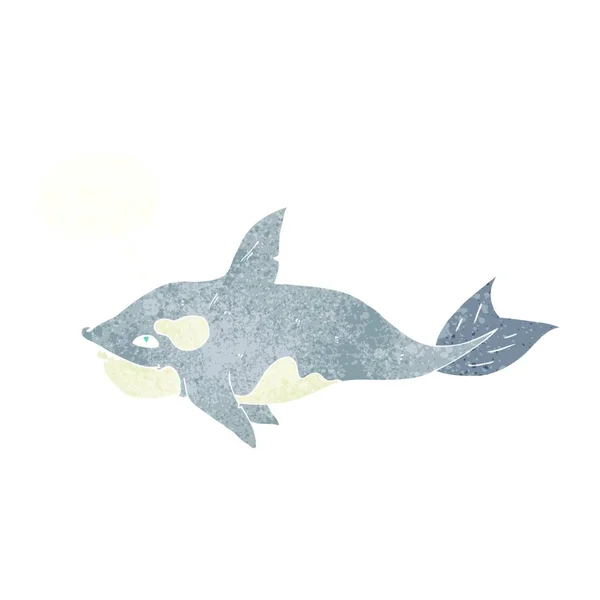 Cartone Animato Balena Assassino Con Bolla Pensiero — Vettoriale Stock
