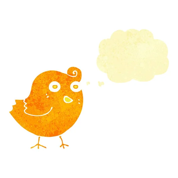 Lustiger Cartoon Vogel Mit Gedankenblase — Stockvektor