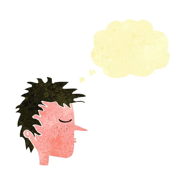 Karikatur Männliches Gesicht Mit Gedankenblase — Stockvektor
