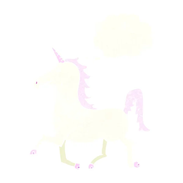 Unicornio Dibujos Animados Con Burbuja Pensamiento — Vector de stock