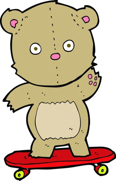 Cartoon Teddybeer Skateboard — Stockvector