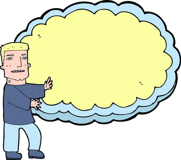 Άνθρωπος Κινουμένων Σχεδίων Που Παρουσιάζει Σύννεφο Χώρου Κειμένου — Διανυσματικό Αρχείο