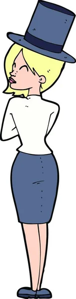 Mujer Dibujos Animados Sombrero Copa — Vector de stock