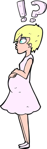 Dibujos Animados Mujer Embarazada Confundida — Vector de stock