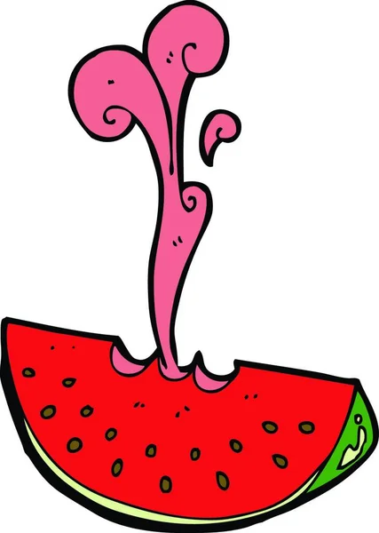 Cartoon Sappige Spuitende Watermeloen Illustratie Witte Achtergrond — Stockvector
