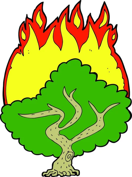 Мультфильм Сжигание Дерева Иллюстрация Белом Фоне — стоковый вектор