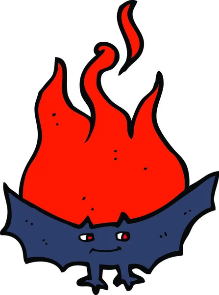 Cartoon Flaming Halloween Bat — Stock Vector