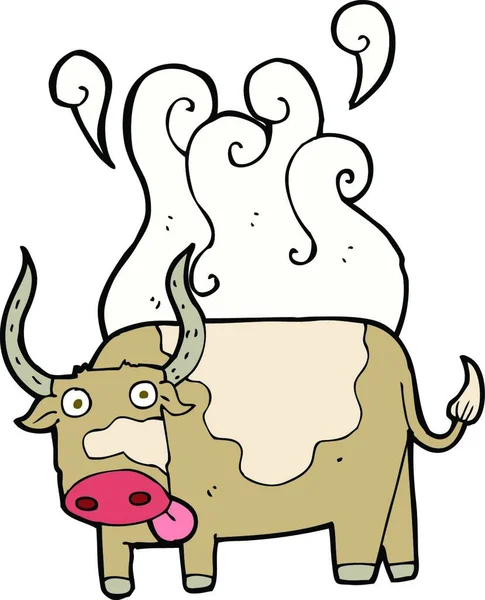 Cartoon Steaming Bull Illustration White Background — Stock Vector