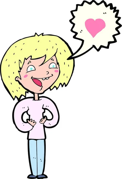 Cartoon Vrouw Verliefd — Stockvector