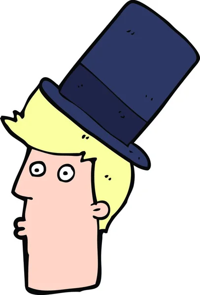 Omul Desene Animate Purtând Pălărie Top — Vector de stoc