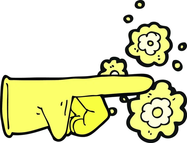 Ukazující Gumové Rukavice Karikatura — Stockový vektor