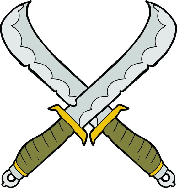 Desenho Animado Cruzado Espadas Ilustração Fundo Branco —  Vetores de Stock
