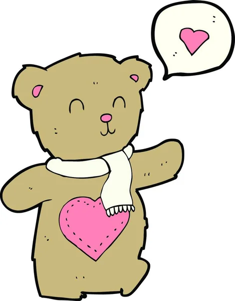 Desenho Animado Bonito Urso Com Coração Amor —  Vetores de Stock