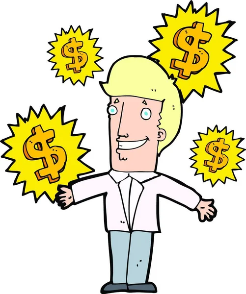 Karikatura Prodavač Vydělávat Peníze — Stockový vektor