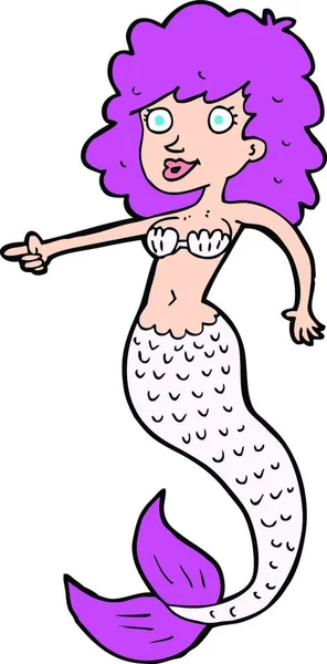 Cartoon Pink Mermaid Illustration White Background — Stock Vector