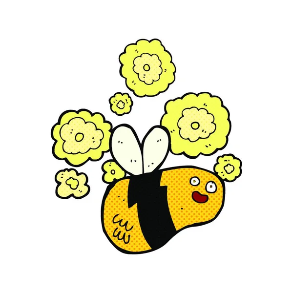 Мультфильм Летящая Пчела Векторная Иллюстрация — стоковый вектор