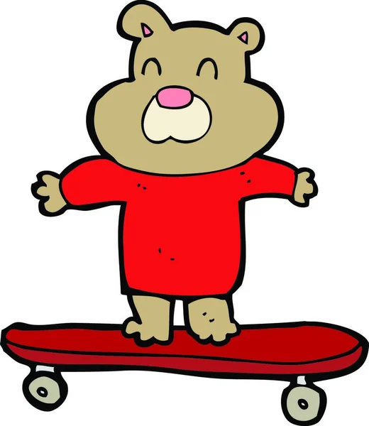 Zeichentrickbär Auf Skateboard — Stockvektor