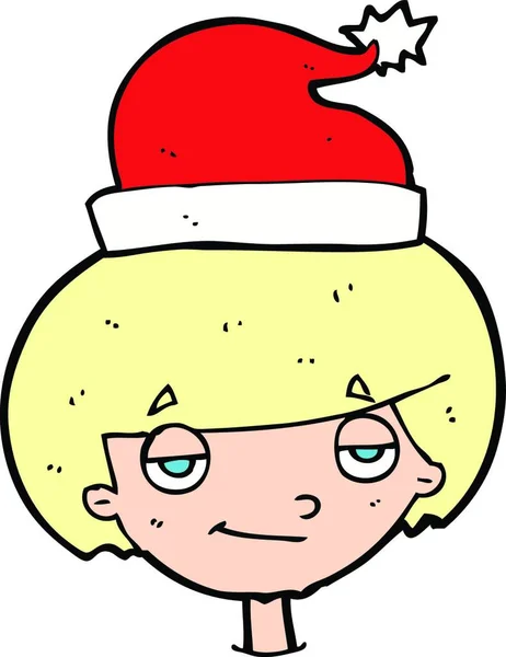 Menino Dos Desenhos Animados Usando Chapéu Natal — Vetor de Stock