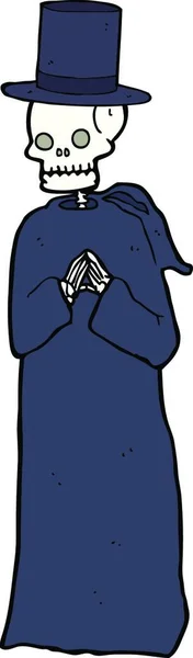 Karikatura Strašidelné Kostry Nosit Šaty Klobouk — Stockový vektor