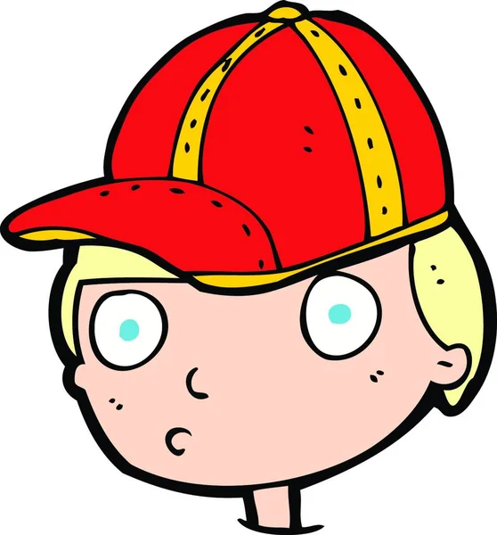 Karikatur Neugieriger Junge Mit Mütze — Stockvektor