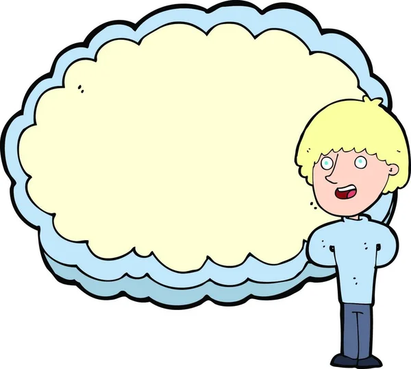 Dibujos Animados Hombre Feliz Con Espacio Texto Nube — Vector de stock