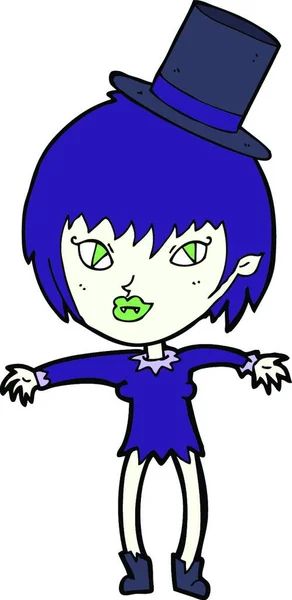 Cartoon Halloween Vampier Meisje — Stockvector